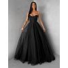 Černé plesové dlouhé třpytivé šaty ZANTHEA s korzetem