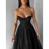 Černé plesové dlouhé třpytivé šaty ZANTHEA s korzetem