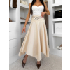 Krémová elegantní dlouhá midi sukně MONTESSA s páskem