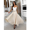 Krémová elegantní dlouhá midi sukně MONTESSA s páskem