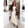 Krémová elegantní dlouhá midi sukně MONTESSA s páskem