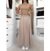 Světle hnědá dlouhá stylová sukně JUVANTE s páskem