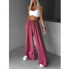 Malinové široké volné dlouhé kalhoty OLVIRA
