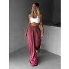 Malinové široké volné dlouhé kalhoty OLVIRA