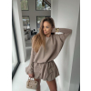Hnědý teplákový stylový komplet TAUPE se sukní