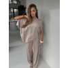 Béžový kalhotový luxusní elegantní komplet ECRIA