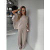 Béžový kalhotový luxusní elegantní komplet ECRIA