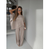 Béžový kalhotový luxusní elegantní komplet ECRIA