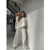 Krémový kalhotový elegantní dlouhý komplet ECRIA
