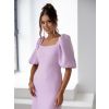 Světle fialové elegantní midi šaty ROSALYA