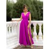 Magenta elegantní dlouhé šaty ELAYA
