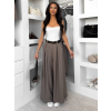 Hnědé elegantní široké dlouhé kalhoty KALZURI s páskem