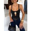 Černé elastické elegantní body NAOMI s výstřihem