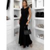 Černé elegantní dlouhé splývavé šaty NORVETA