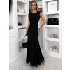 Černé elegantní dlouhé splývavé šaty NORVETA
