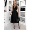Černé společenské vypasované tvarující áčkové midi šaty VORTA