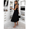 Černé společenské vypasované tvarující áčkové midi šaty VORTA