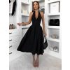 Černé společenské vypasované tvarující áčkové midi šaty VORTA