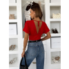 Červené elegantní elastické triko SEQUAR s výstřihem