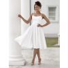Bílé elegantní áčkové společenské midi šaty VALENYA