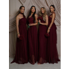 Vínové variabilní společenské tylové plesové šaty OBSIYA pro družičky