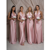 Starorůžové saténové dlouhé společenské šaty CELESTIA pro družičky