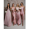 Starorůžové saténové dlouhé společenské šaty CELESTIA pro družičky