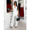 Bílý elegantní stylový kalhotový elegantní komplet RISELA