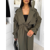 Khaki elegantní midi kabát trenčkot  DOLIVAT