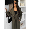 Khaki elegantní midi kabát trenčkot  DOLIVAT