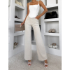 Béžové stylové wide leg široké džíny WIDOL s vysokým pasem