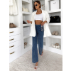 Modré straight wide leg džíny SYLVENO