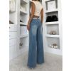 Modré wide leg stylové džíny FIRIONA s kapsami