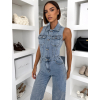 Modrý džínový denim dlouhý overal TYLYRY