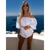 Bílý mušelínový krátký crop top IRONHID s dlouhým rukávem
