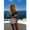 Khaki mušelínový krátký crop top IRONHID s dlouhým rukávem