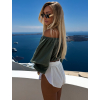 Khaki mušelínový krátký crop top IRONHID s dlouhým rukávem