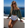 Khaki mušelínový krátký crop top IRONHID s dlouhým rukávem