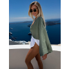 Khaki mušelínový krátký crop top OPTIRA s dlouhým rukávem