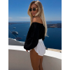 Černý mušelínový krátký crop top IRONHID s dlouhým rukávem