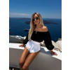 Černý mušelínový krátký crop top IRONHID s dlouhým rukávem