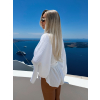 Bílý mušelínový crop krátký top OPTIRA s dlouhým rukávem