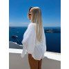 Bílý mušelínový krátký crop top OPTIRA s dlouhým rukávem