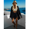 Tmavě modrý lněný letní kraťasový komplet FOUDY s košilí
