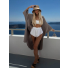 Šedohnědý mušelínový oversize široký cardigan JAZZY
