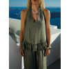 Khaki elegantní letní top SHOCKWE s volánem