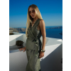 Khaki elegantní zavinovací top halenka FRYTOS