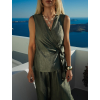 Khaki elegantní zavinovací top halenka FRYTOS
