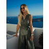 Khaki elegantní zavinovací top halenka FRYTOS