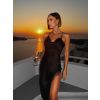 Černé letní saténové midi šaty ZENORIA s krajkou